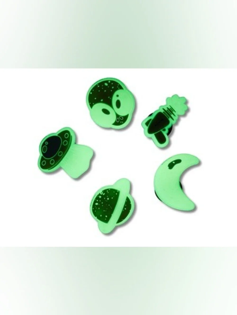 CROCS Glow-in-the-Dark Space Jibbitz Charms — Lime Green Set